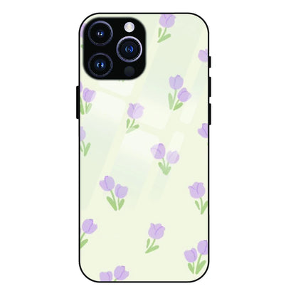 Minimal Tulip Pattern - Glass Case For Apple iPhone 16 Pro
