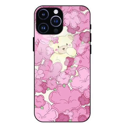 Blush Teddy Floral - Glass Case For Apple iPhone 16 Pro
