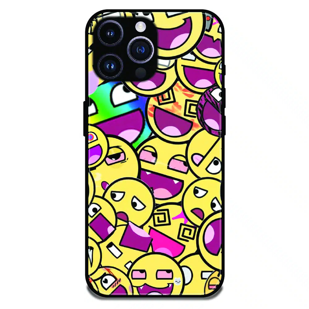 Emoji Chaos Pop Art - Glossy Metal Silicone Case For Apple iPhone 16 Pro