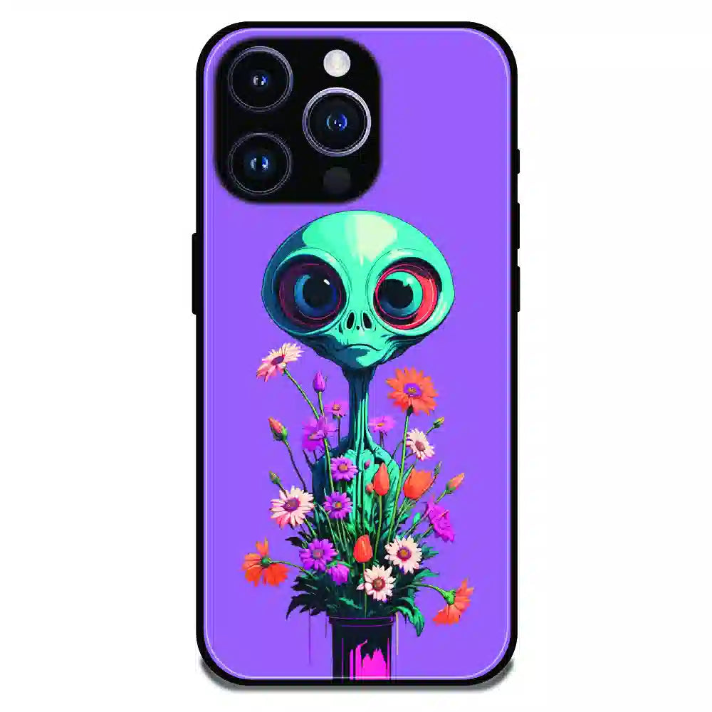 Floral Alien Fantasy - Glossy Metal Silicone Case For Apple iPhone 16 Pro