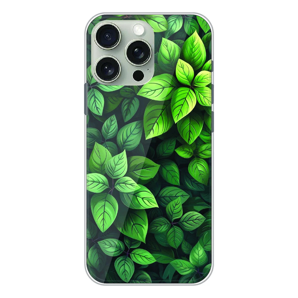 Lush Green Leaf Pattern - Printed Silicone Case For Apple iPhone 16 Pro