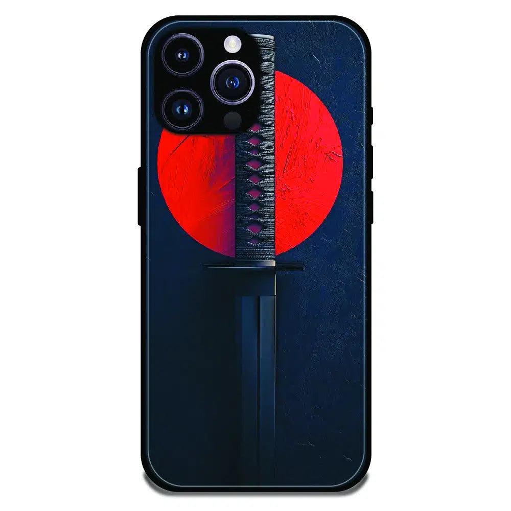 Katana Minimal Japanese Aesthetic - Glossy Metal Silicone Case For Apple iPhone 16 Pro