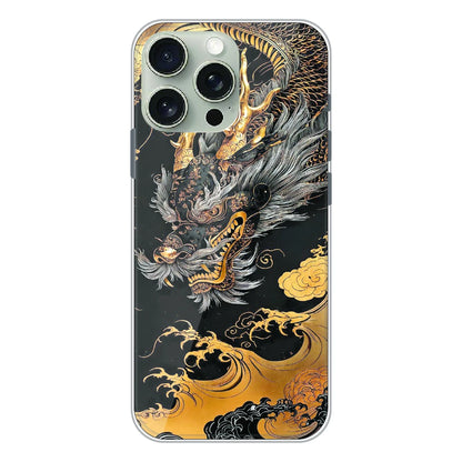 Golden Dragon Japanese Art - Printed Silicone Case For Apple iPhone 16 Pro