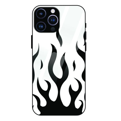 Monochrome Flame Art - Glass Case For Apple iPhone 16 Pro