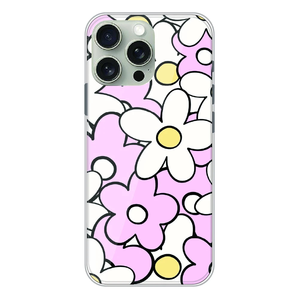 Pink Daisy Floral Pop - Printed Silicone Case For Apple iPhone 16 Pro