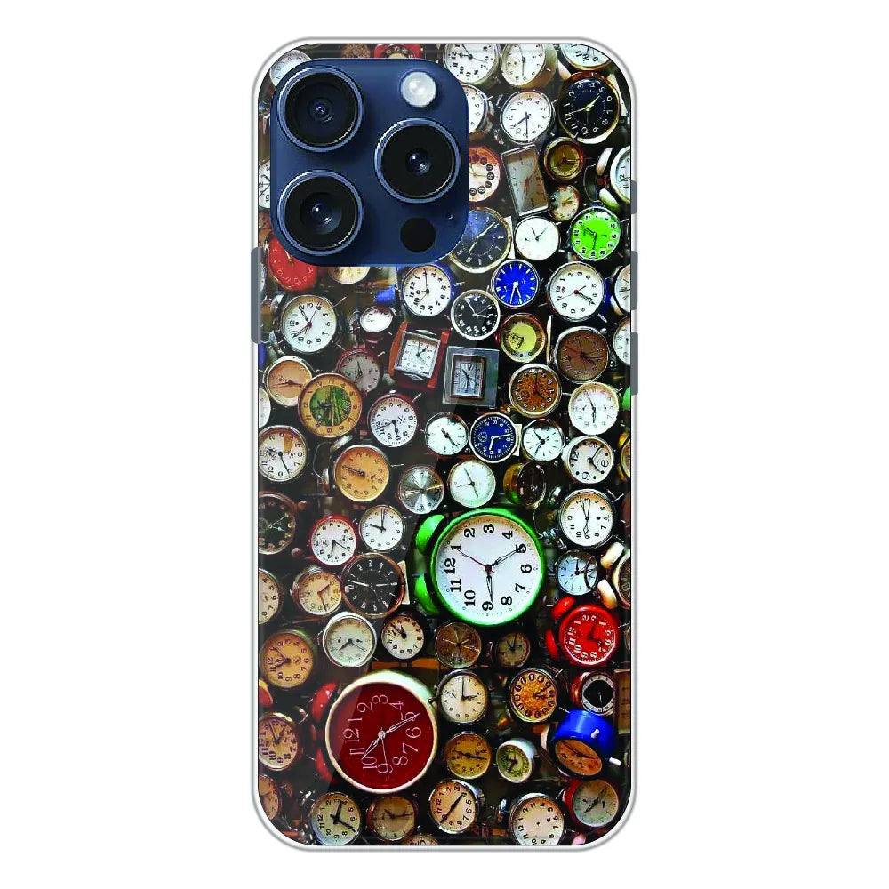 Retro Timepiece Pattern - Printed Silicone Case For Apple iPhone 16 Pro