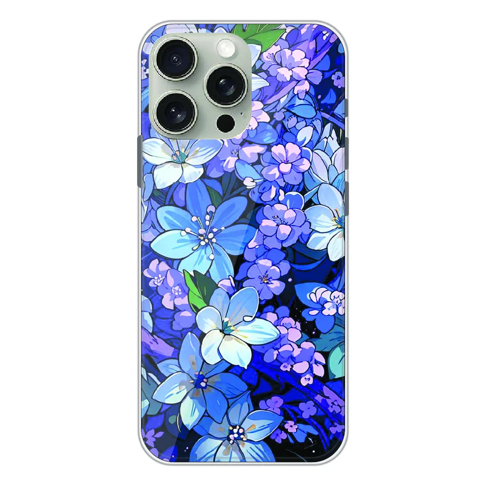 Midnight Blue Floral Garden - Printed Silicone Case For Apple iPhone 16 Pro
