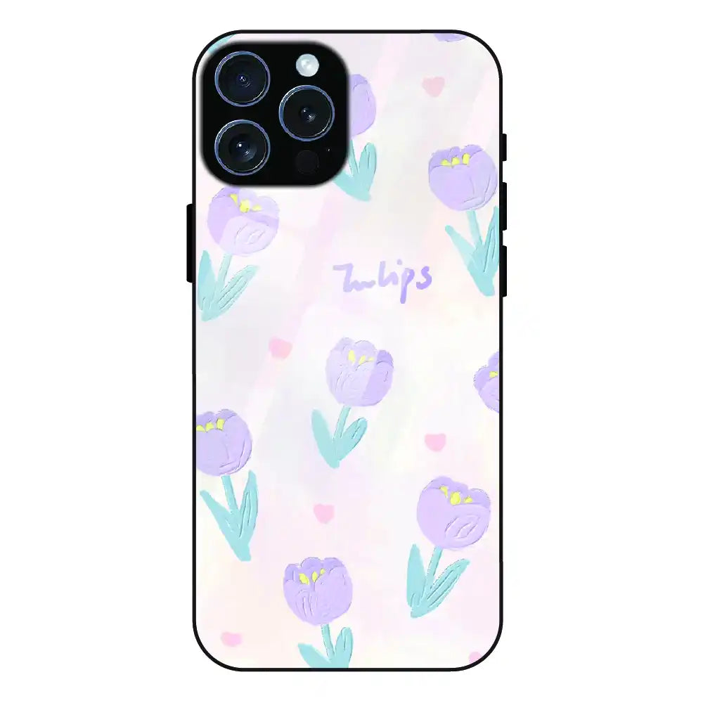 Pastel Tulip Floral - Glass Case For Apple iPhone 16 Pro Max