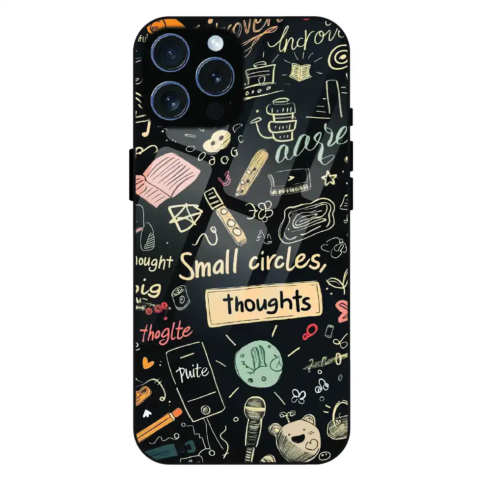 Thought Doodle Noir - Glass Case For Apple iPhone 16 Pro Max