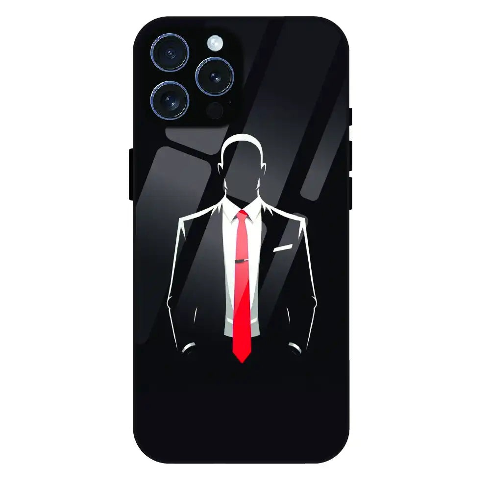 Red Tie Silhouette - Glass Case For Apple iPhone 16 Pro Max