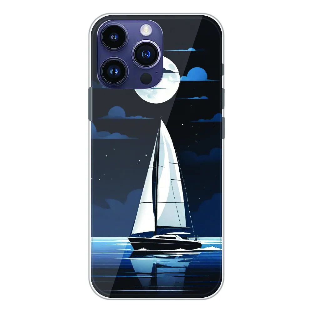 Moonlight Sailboat - Printed Silicone Case For Apple iPhone 16 Pro Max