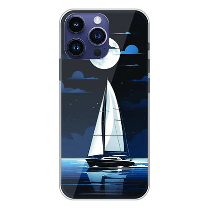 Moonlight Sailboat - Printed Silicone Case For Apple iPhone 16 Pro Max