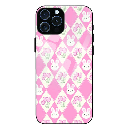 Pink Bunny Argyle - Glass Case For Apple iPhone 16 Pro Max