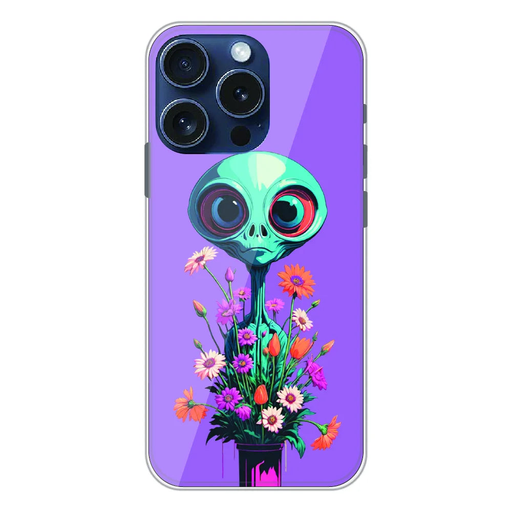 Floral Alien Fantasy - Printed Silicone Case For Apple iPhone 16 Pro Max
