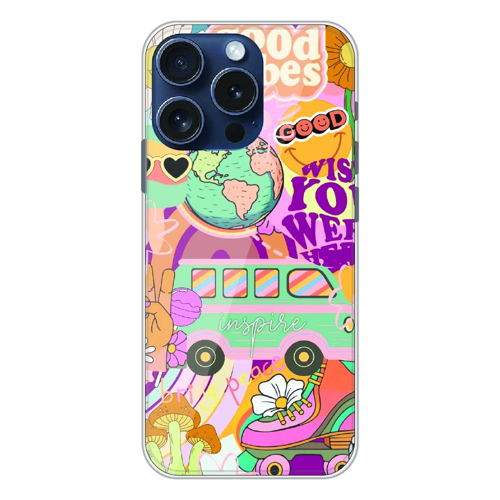 Good Vibes Retro Travel Art - Printed Silicone Case For Apple iPhone 16 Pro Max