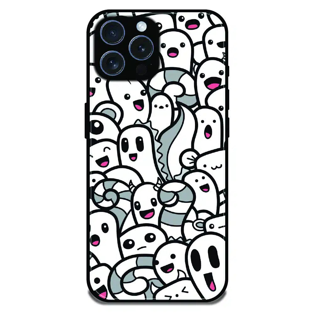Cute Ghost Crowd - Glossy Metal Silicone Case For Apple iPhone 16 Pro Max