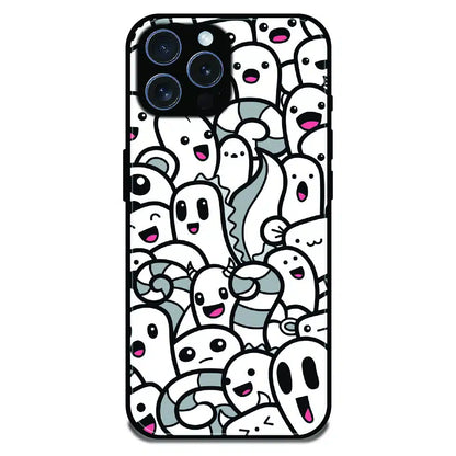Cute Ghost Crowd - Glossy Metal Silicone Case For Apple iPhone 16 Pro Max