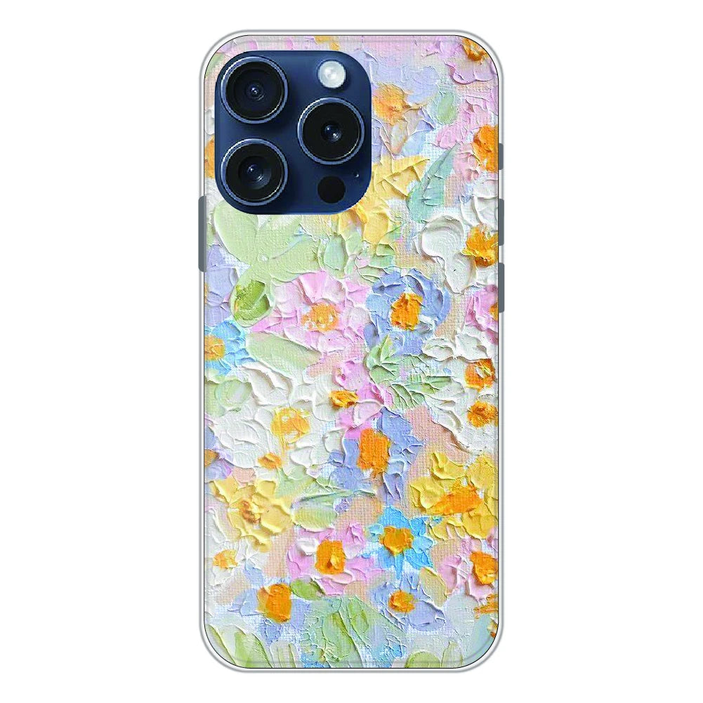 Pastel Floral Oil Paint - Printed Silicone Case For Apple iPhone 16 Pro Max