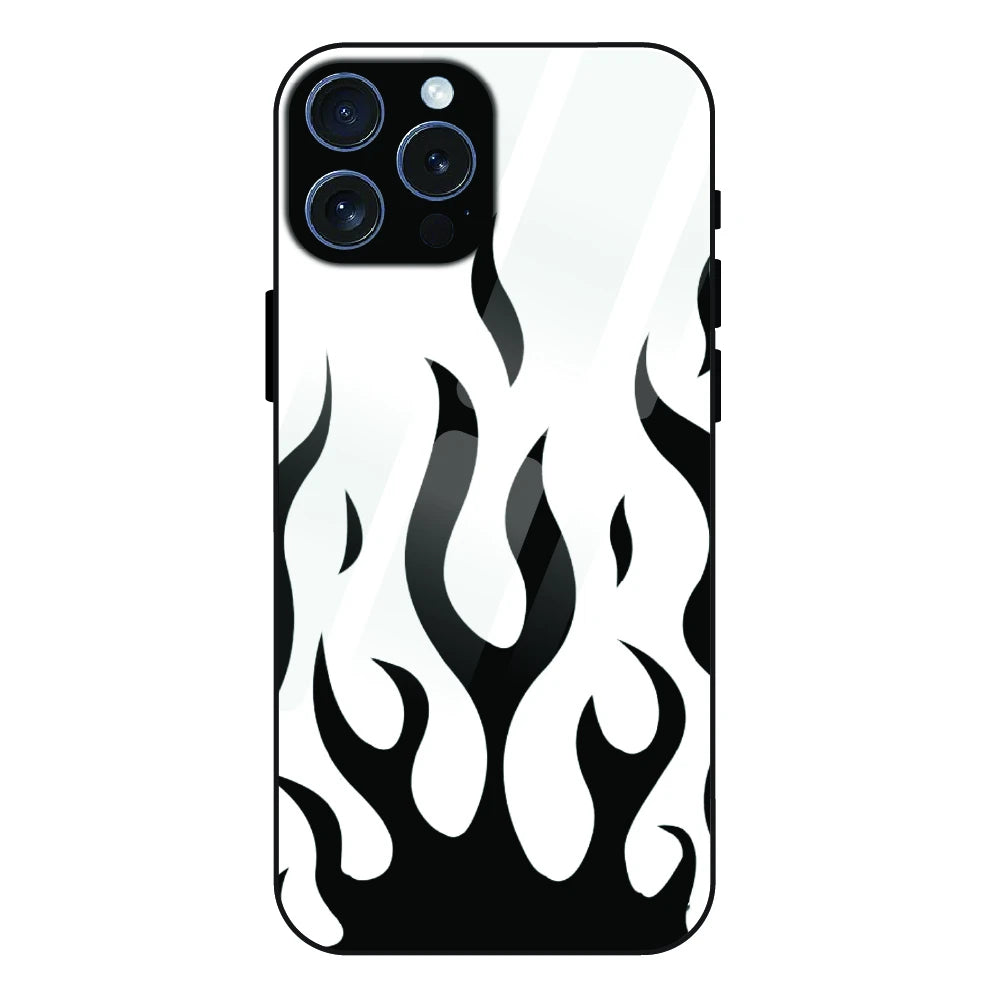 Monochrome Flame Art - Glass Case For Apple iPhone 16 Pro Max