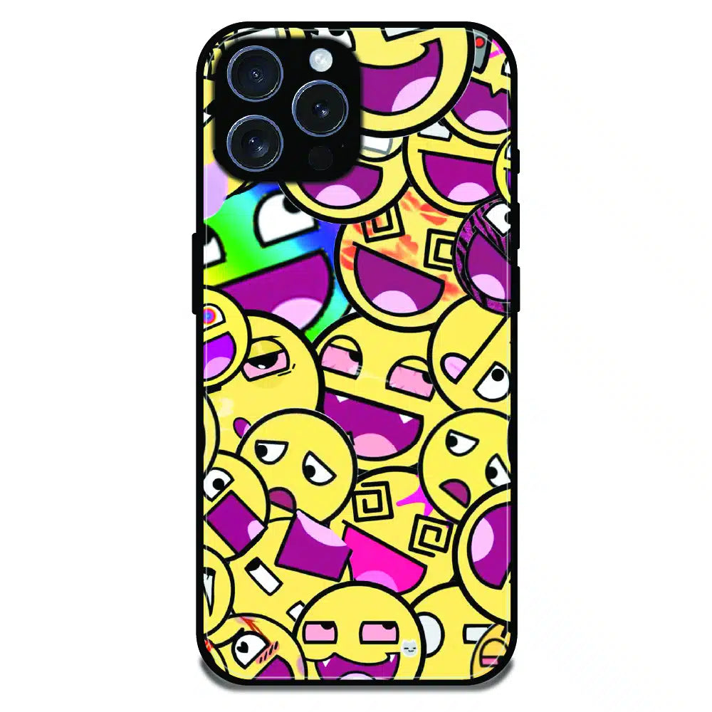 Emoji Chaos Pop Art - Glossy Metal Silicone Case For Apple iPhone 16 Pro Max