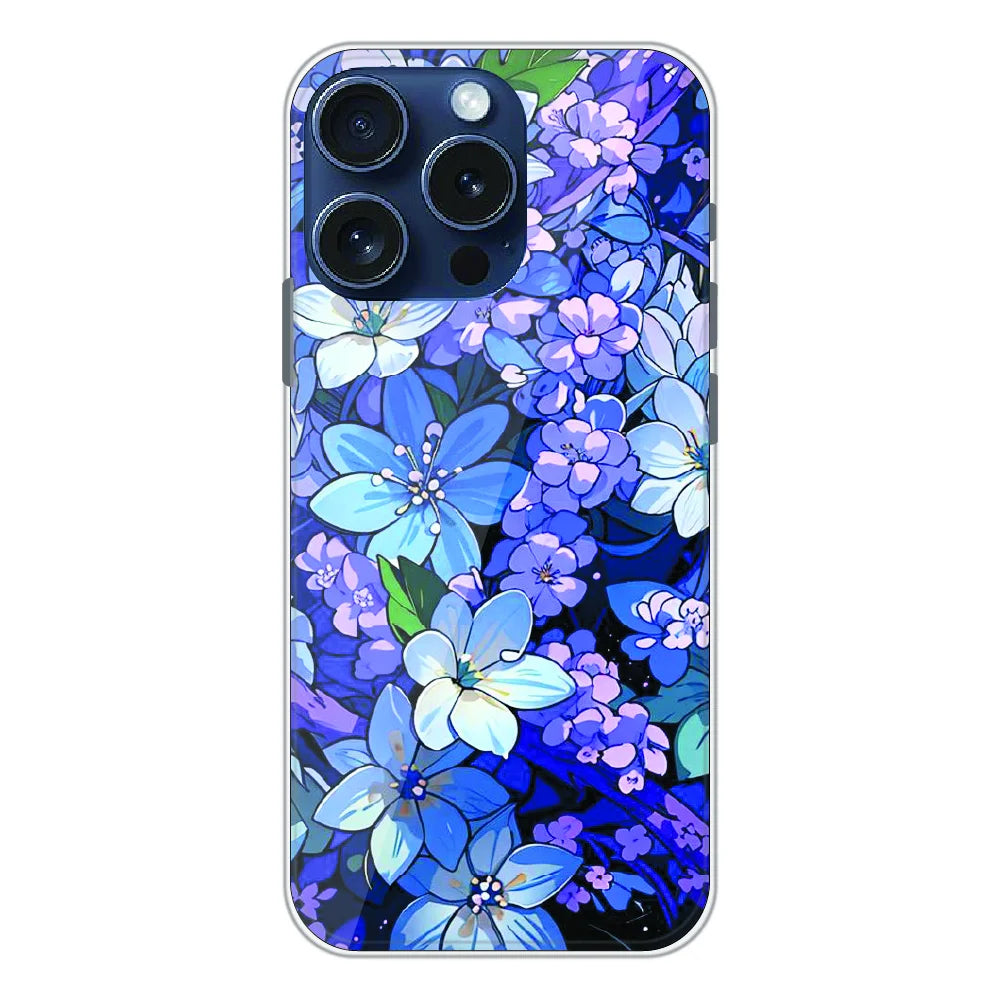 Midnight Blue Floral Garden - Printed Silicone Case For Apple iPhone 16 Pro Max