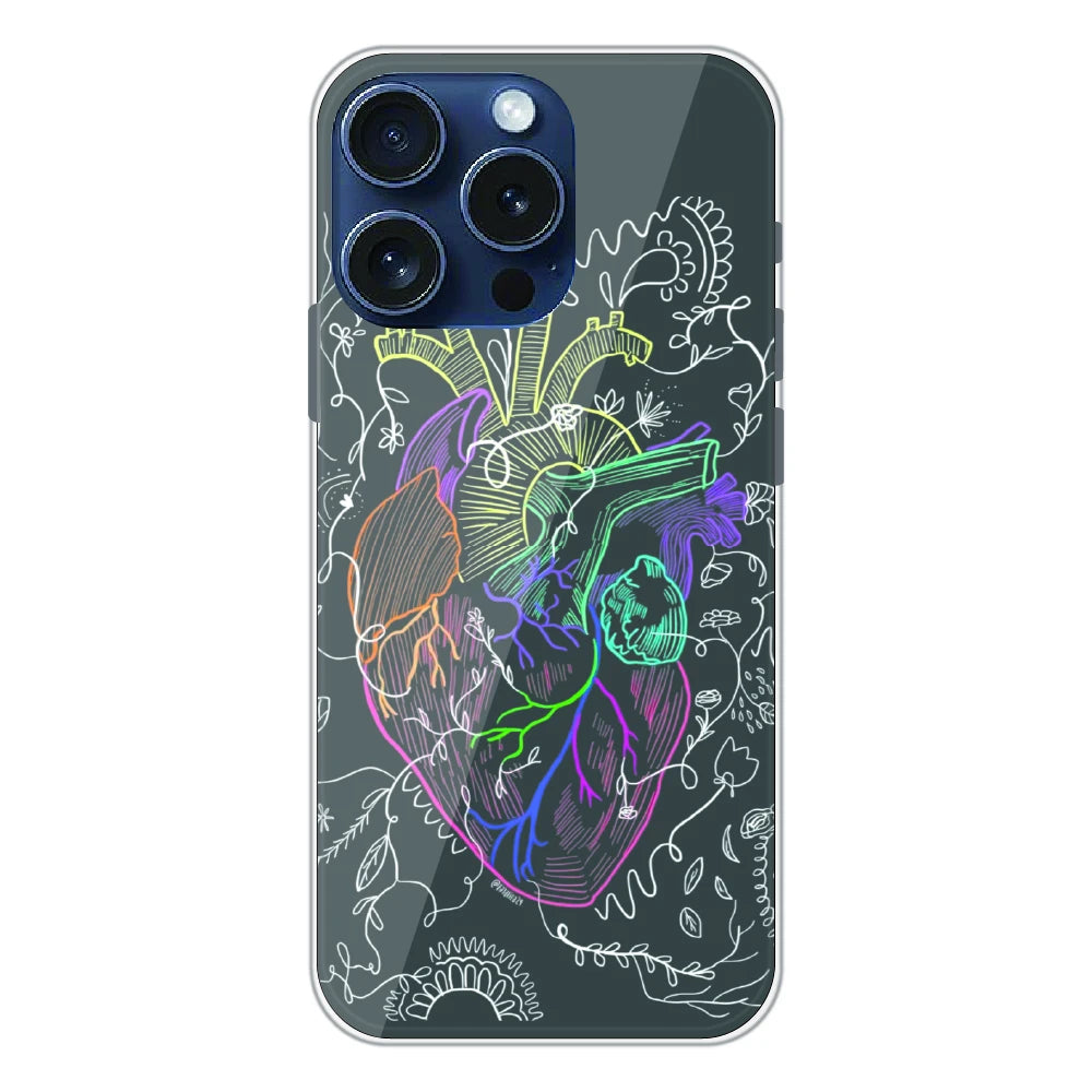 Anatomical Heart Line Art - Printed Silicone Case For Apple iPhone 16 Pro Max