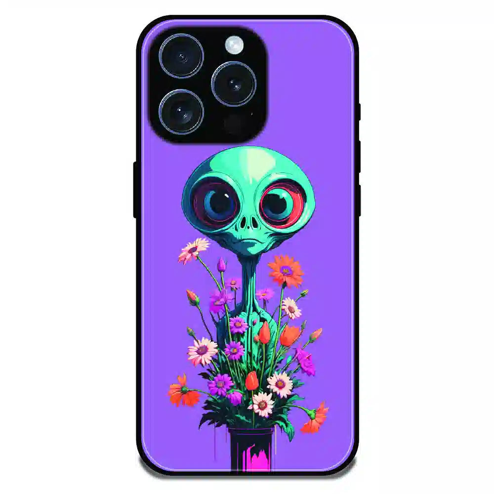Floral Alien Fantasy - Glossy Metal Silicone Case For Apple iPhone 16 Pro Max