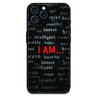 I Am Affirmation Quote - Glossy Metal Silicone Case For Apple iPhone 16 Pro Max