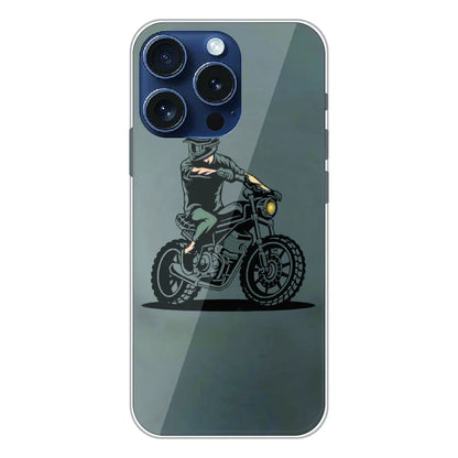 Vintage Biker Rider Art - Printed Silicone Case For Apple iPhone 16 Pro Max