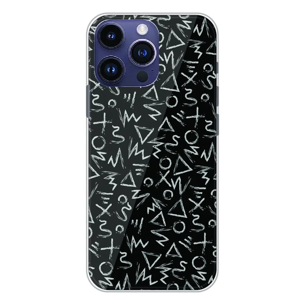 Geometric Black & White Pattern - Printed Silicone Case For Apple iPhone 16 Pro Max