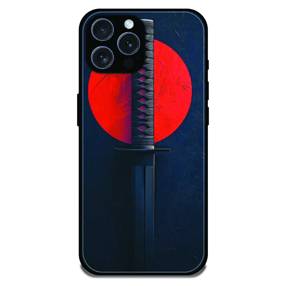 Katana Minimal Japanese Aesthetic - Glossy Metal Silicone Case For Apple iPhone 16 Pro Max