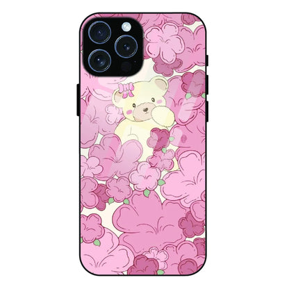Blush Teddy Floral - Glass Case For Apple iPhone 16 Pro Max