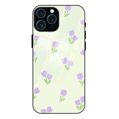 Minimal Tulip Pattern - Glass Case For Apple iPhone 16 Pro Max