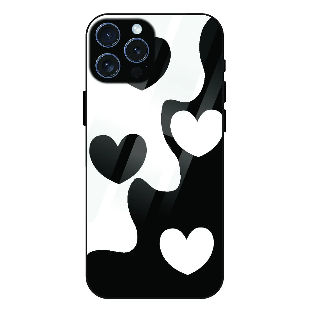 Monochrome Heart Flow - Glass Case For Apple iPhone 16 Pro Max