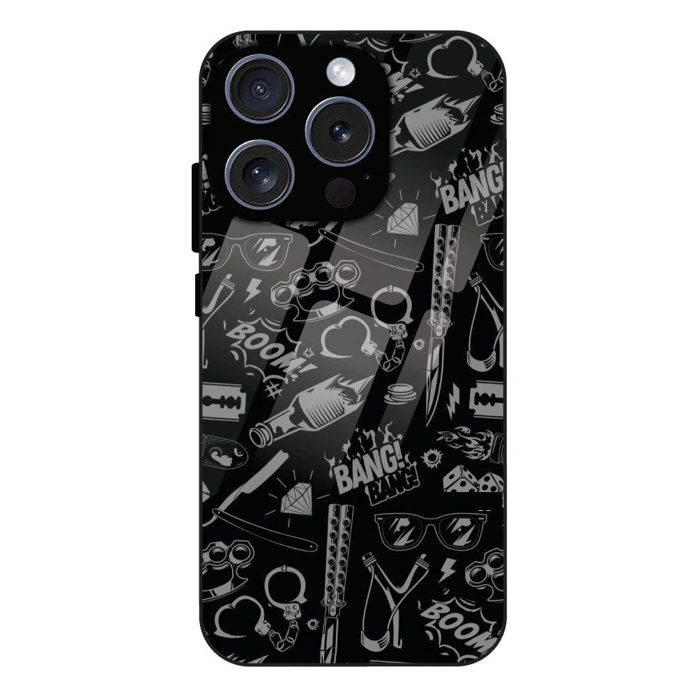 Black Graphic Street Art - Glass Case For Apple iPhone 16 Pro Max