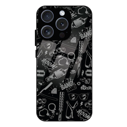 Black Graphic Street Art - Glass Case For Apple iPhone 16 Pro Max