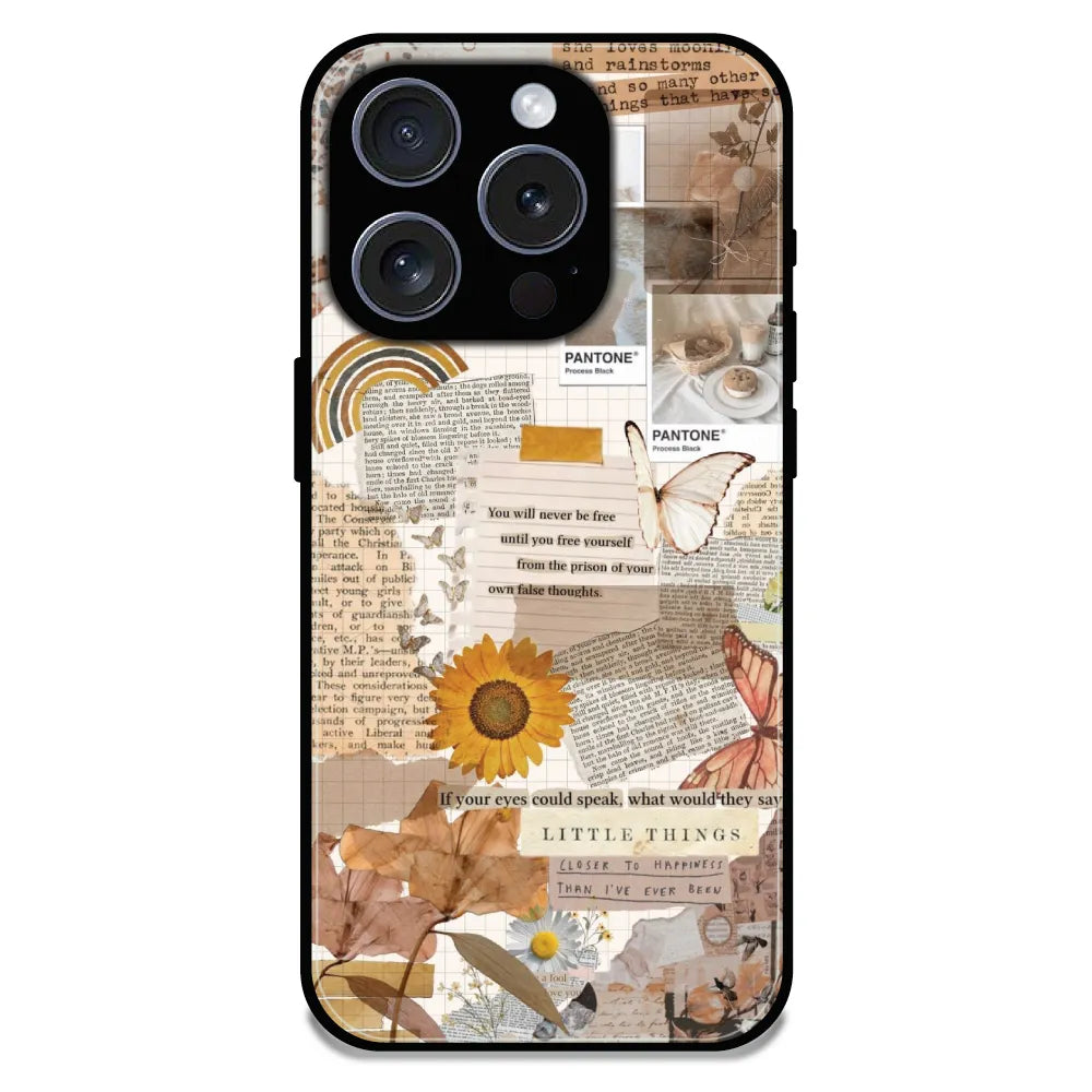 Aesthetic Butterfly & Sunflower - Glossy Metal Silicone Case For Apple iPhone 16 Pro Max