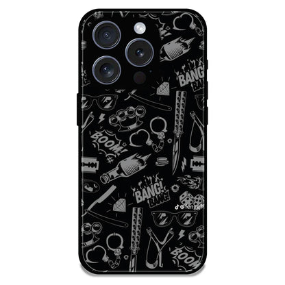 Black Graphic Street Art - Glossy Metal Silicone Case For Apple iPhone 16 Pro Max