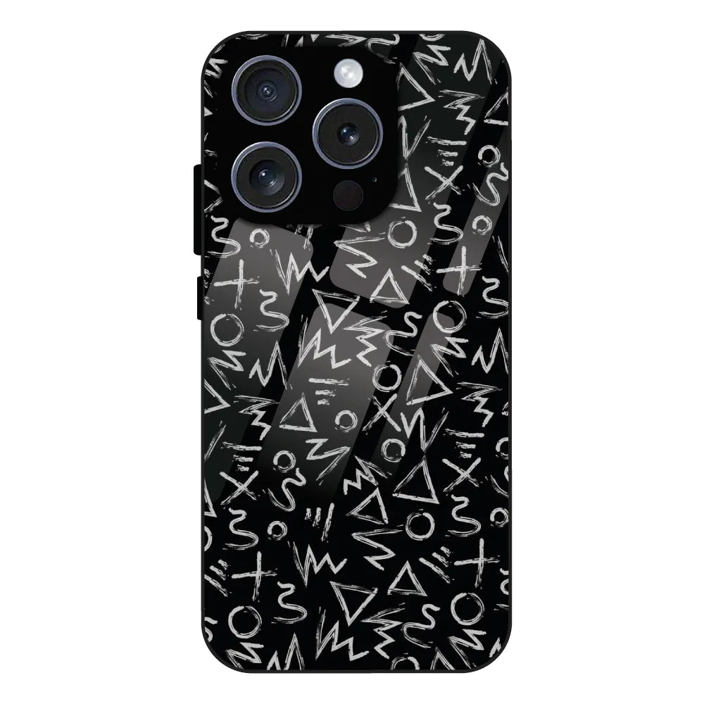 Geometric Black & White Pattern - Glass Case For Apple iPhone 16 Pro Max