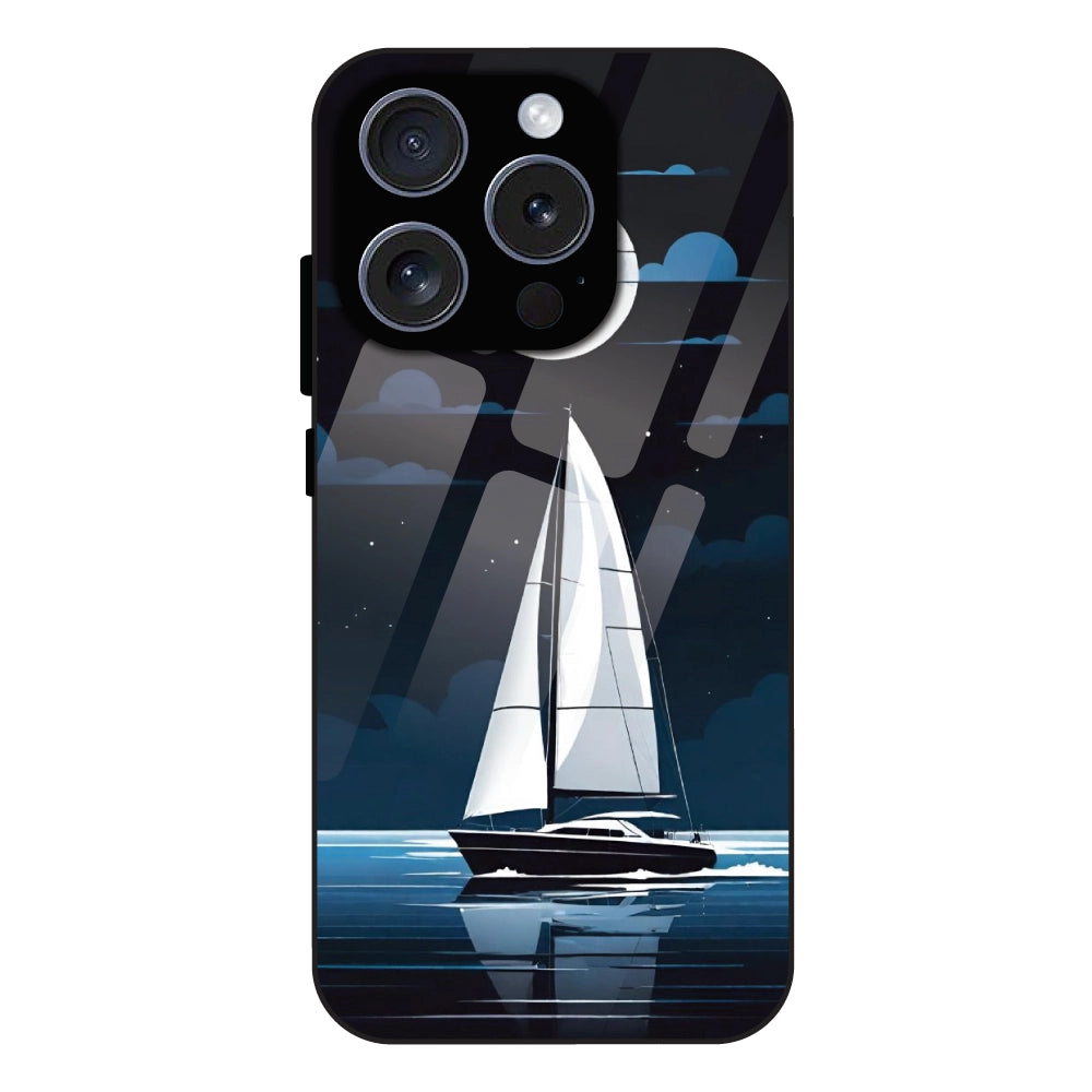 Moonlight Sailboat - Glass Case For Apple iPhone 16 Pro Max