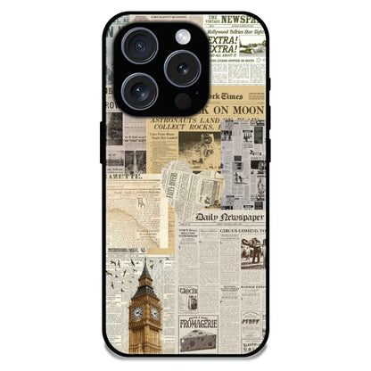 Vintage Newspaper Collage - Glossy Metal Silicone Case For Apple iPhone 16 Pro Max