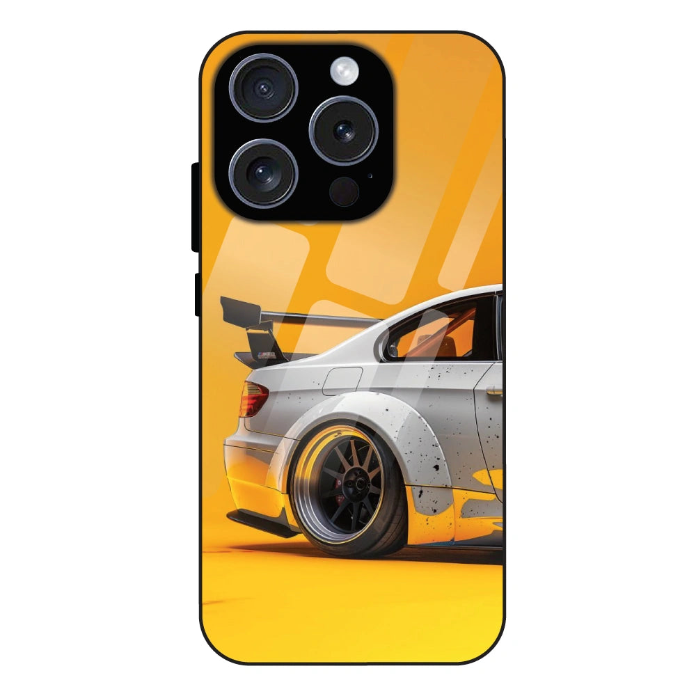 Sport Car Yellow Background - Glass Case For Apple iPhone 16 Pro Max