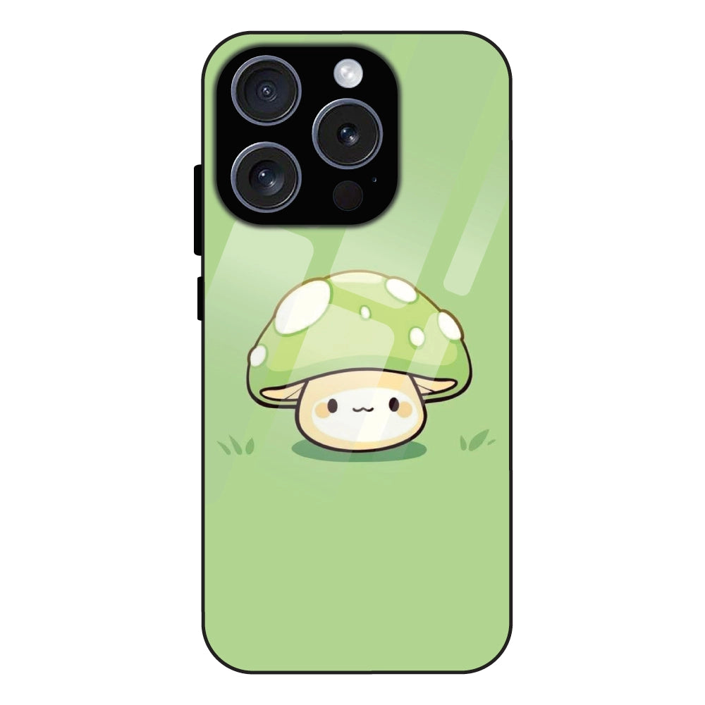 Cute Mushroom Character - Glass Case For Apple iPhone 16 Pro Max
