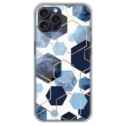 Blue Hex Mosaic - Printed Silicone Case for Apple iPhone 16 Pro Max
