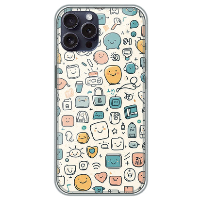 Happy Doodle Icons - Printed Silicone Case for Apple iPhone 16 Pro Max