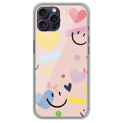 Happy Hearts Doodle - Printed Silicone Case for Apple iPhone 16 Pro Max