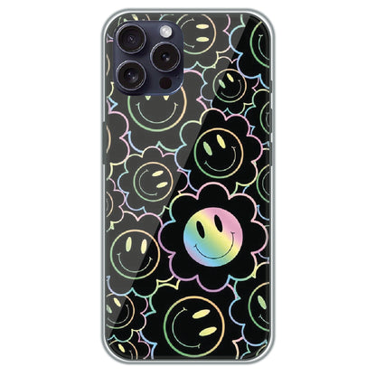 Holographic Smiley Bloom - Printed Silicone Case for Apple iPhone 16 Pro Max