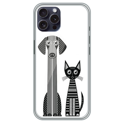 Line Art Dog & Cat - Printed Silicone Case for Apple iPhone 16 Pro Max