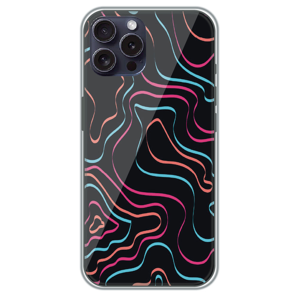 Neon Wave Lines - Printed Silicone Case for Apple iPhone 16 Pro Max