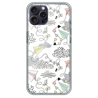 Paper Plane Doodles - Printed Silicone Case for Apple iPhone 16 Pro Max